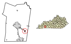 Location of Pembroke in Christian County, Kentucky.
