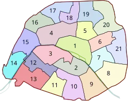 Map of Paris Constituencies, 1988-2007 elections