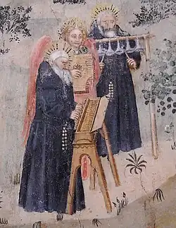 After 1438, Italy. Clavichord, chime bells and psaltery.