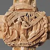 front, middle circle, Moses and the brazen serpent