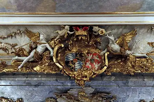 Rococo cartouche in the Cuvilliés Theatre, Munich, Germany, by François de Cuvilliés, 1751-1753[10]