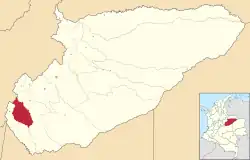 Location of the municipality and town of Monterrey, Casanare in the Casanare Department of Colombia.