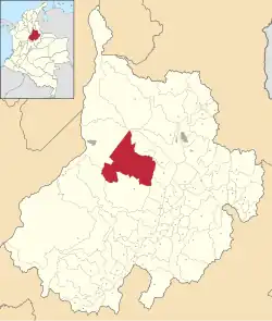 Location of the municipality and town of San Vicente de Chucurí in the Santander Department of Colombia.