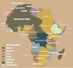Colonial map of Africa prior to World War One