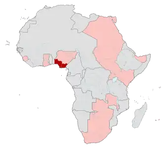 Southern Nigeria (red) British possessions in Africa (pink) 1913