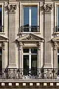 Beaux-Arts balcony of building no. 8 on Avenue de l'Opéra, Paris