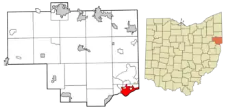 Location of East Liverpool in Columbiana County, Ohio