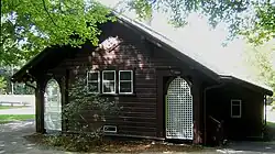 South side The gratings are not original. The portion to the right are handicapped accessible toilets, added in 2008.[2]