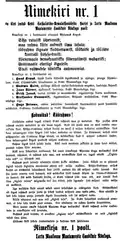 Communique issued by the Tartu Soviet of Peasants Deputies, calling for a vote for List 1 (Estonian SRs)