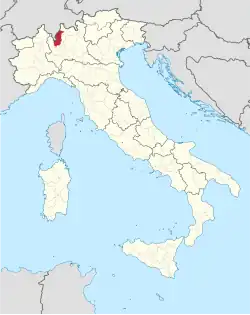 Map highlighting the location of the province of Como in Italy