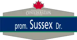 A graphic representation of a Sussex Drive street sign