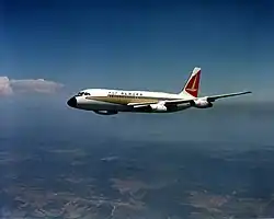 Left side view of an aircraft in flight