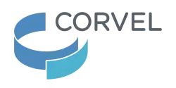 CorVel's logo, introduced in April 2015 it was first shown to the public at the RIMS conference and exhibition. That conference was held in New Orleans April 26–29, 2015.