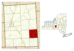 Location within Cortland County and New York