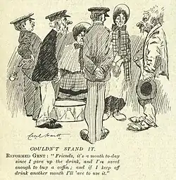 'Couldn't Stand It', cartoon published in The Bulletin, 22 August 1907.