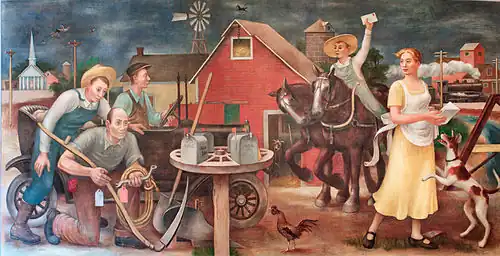 Country Post (1938), mural by Doris Lee for the Clinton Federal Building