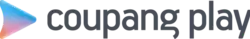 Coupang Play logo: a blue triangle or play button surrounded by a blue halo, the word "coupang" in lowercase below. The "c", "o", "u" are brown, "p" in red, "a" in yellow, "n" in green, "g" in blue.