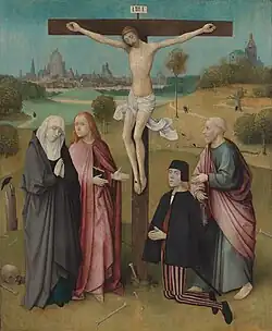 Crucifixion with a Donor, Hieronymus Bosch, c. 1480–1485