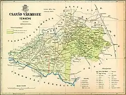 Map of Csanád county in the Kingdom of Hungary