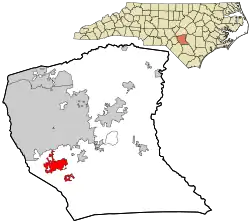 Location within Cumberland County and North Carolina