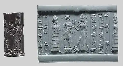 Cylinder seal, ca. 18th–17th century BC. Babylonia
