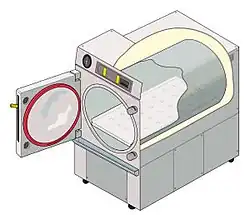 Cylindrical research autoclave illustration