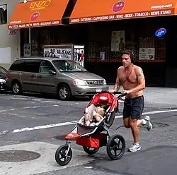 A jogging stroller on Park Avenue, New York City