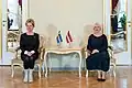 Ambassador Karin Höglund (2020–2025) with the Speaker of the Saeima Daiga Mieriņa.