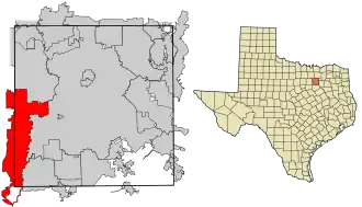 Location of Grand Prairie in Dallas County, Texas