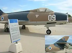 A Dassault Mystère IV A jet of 109 Squadron "The Valley" at Ramat David Airbase from 1956