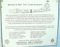 The "Lone Ranger crash site memorial plaque.