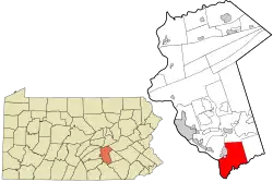 Location in Dauphin County and state of Pennsylvania.