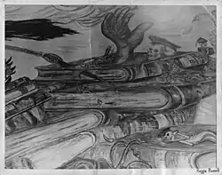 DeGrazia's politically based mural (pic 2). Photograph by Reggie Russell