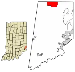 Location of St. Leon in Dearborn County, Indiana.