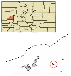 Location of Hotchkiss in Delta County, Colorado.