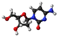 Ball-and-stick model of the deoxycytidine molecule