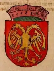 Coat of arms of Stefan Lazarević, later ed. Chronicle of the Council of Constance (1483)