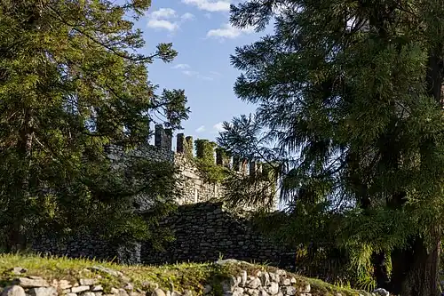 Detail of the walls surrounding the surviving Tower of the Visconti Castle of Invorio.