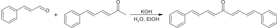 Equation for the second substep in the synthesis of dicinnamalacetone