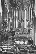 "Ceremonial speech by Professor Kuno Fischer in the Heiliggeistkirche", interior of the nave, 1886
