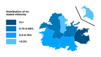 Distribution of no stated ethnicity, 2011