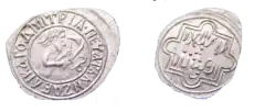 Muscovite coin minted in the name of Abdullah ibn Uzbeg, dating c. 1367–1368 or 1369–1370