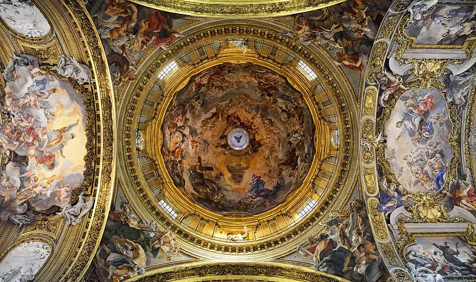 Dome of the Church of the Gesù (Rome), made in 1674 by Giovanni Battista Gaulli