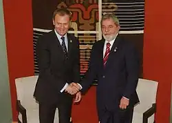 Prime Minister Tusk with President of Brazil Luiz Inácio Lula da Silva in 2008