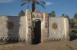 Nubian house in Dongola with traditional wall painting