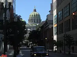 The Pennsylvania State Capitol with green Ludowici tiles on dome