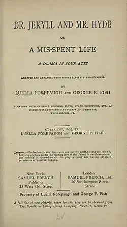 Title page for published play