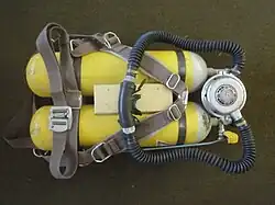 The complete Draeger twin 7 litre 200 bar scuba set with twin hose regulator