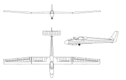 3-view line drawing of the Wassmer WA-30