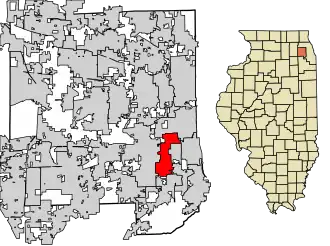 Location of Westmont in DuPage County, Illinois.